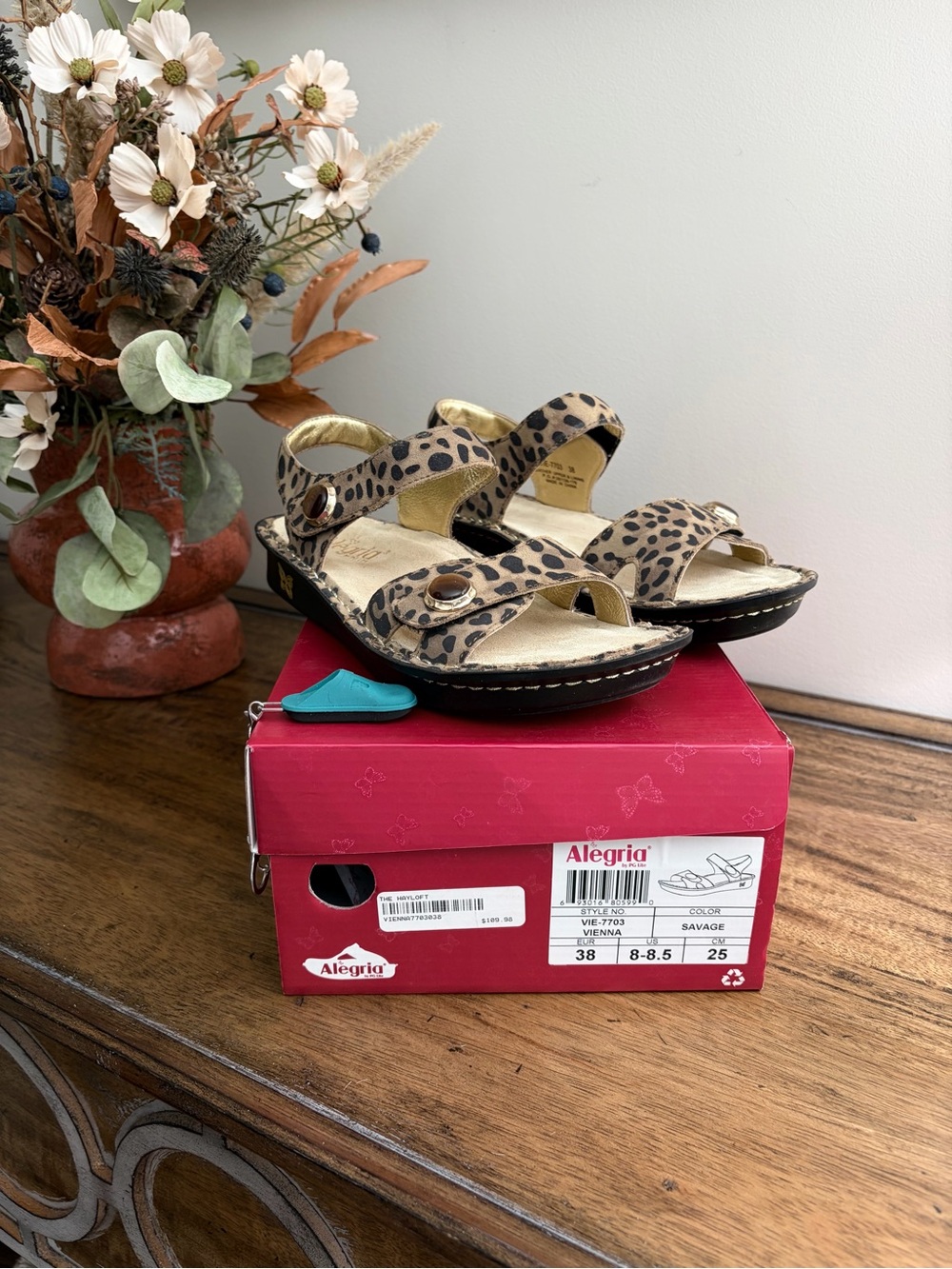 Alegria Leopard Print Adjustable Sandals - Brown/Tan